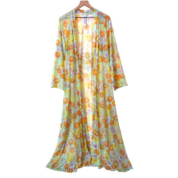 Savage X Fenty Other - Savage x Fenty Free Spirit Robe Size XS/S Sheer Mesh Full Length Retro Floral